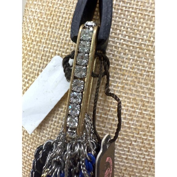 Juicy Couture Multi-Strand Statement Necklace W/ Blue Black & Silver Chains - Picture 2 of 12